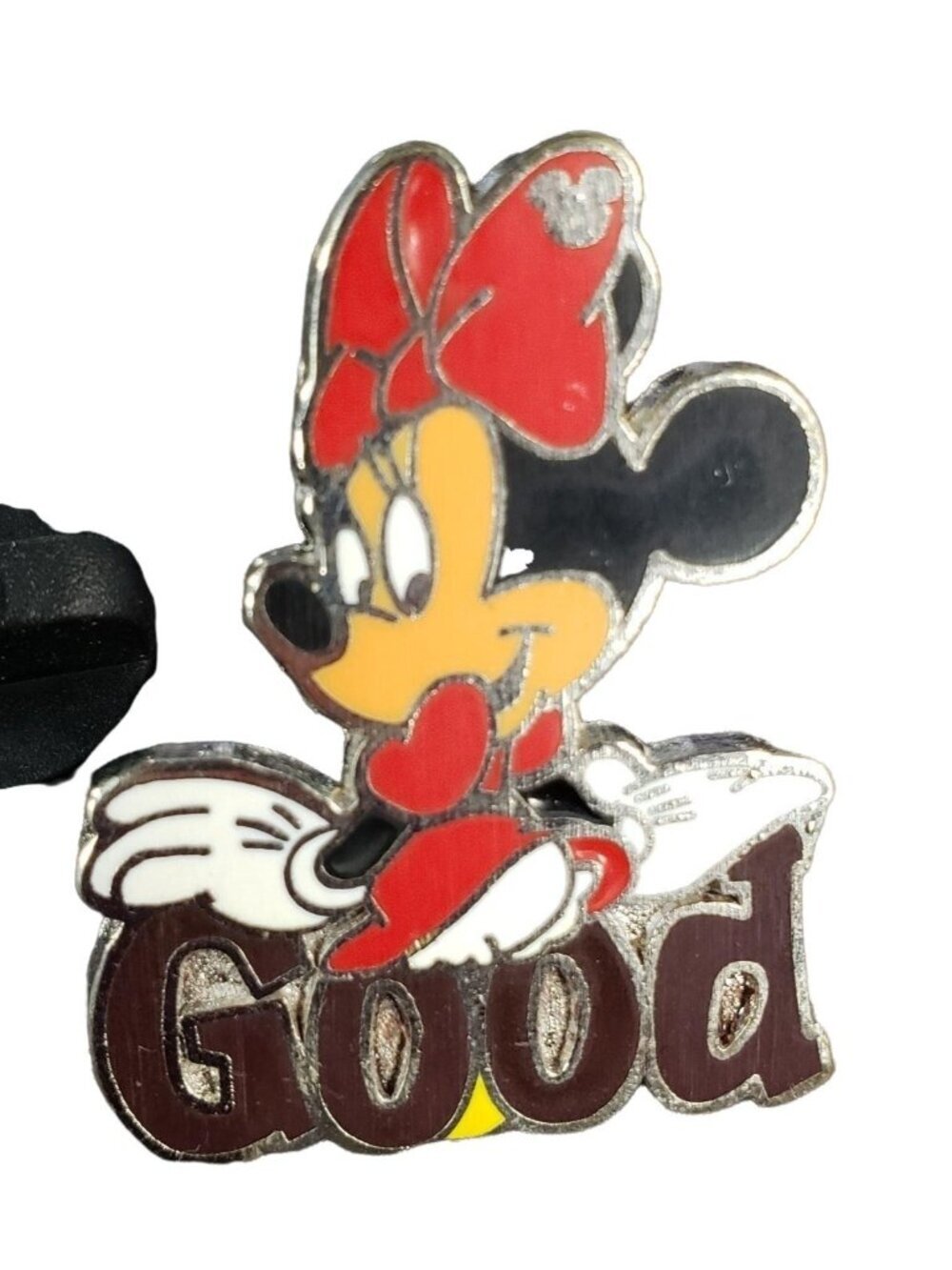 Disney Minnie Mouse Pin Hidden Mickey Good Trading Badge Lapel Pin Brooch Bow